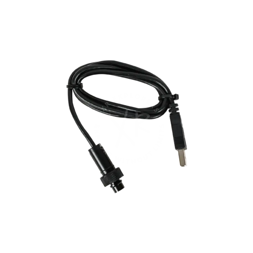 Black coiled usb charging cable for ENC3 with threaded connector and standard USB-A plug for secure connection