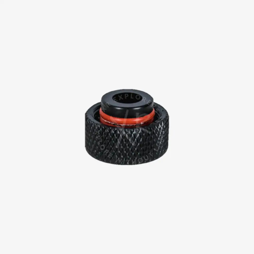 Black textured knurled charging port plug cap with red o-ring and black rubber seal for ENC devices