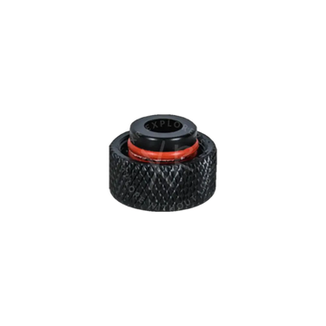 Black textured knurled charging port plug cap with red o-ring and black rubber seal for ENC devices