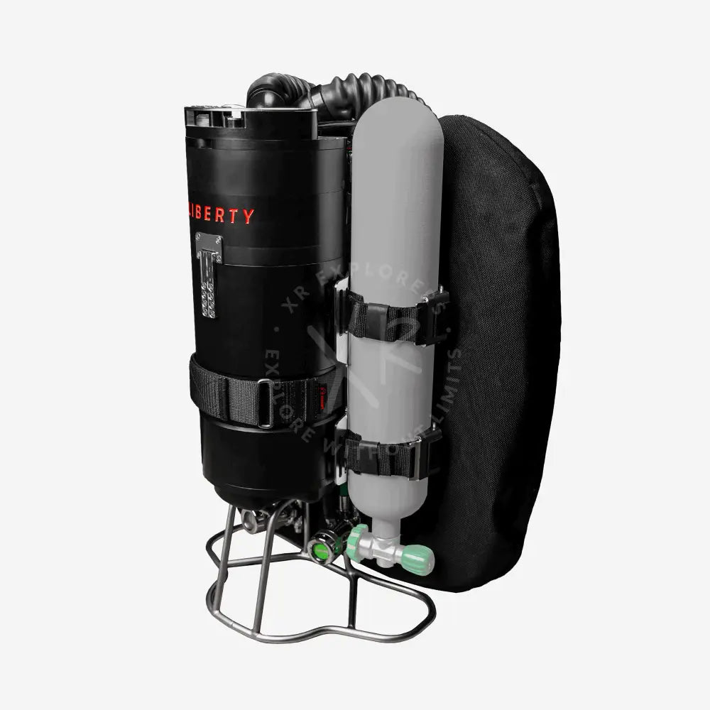 Divesoft Liberty Heavy CCR stock unit front view with tall stand and BOV available at XR Explorers.