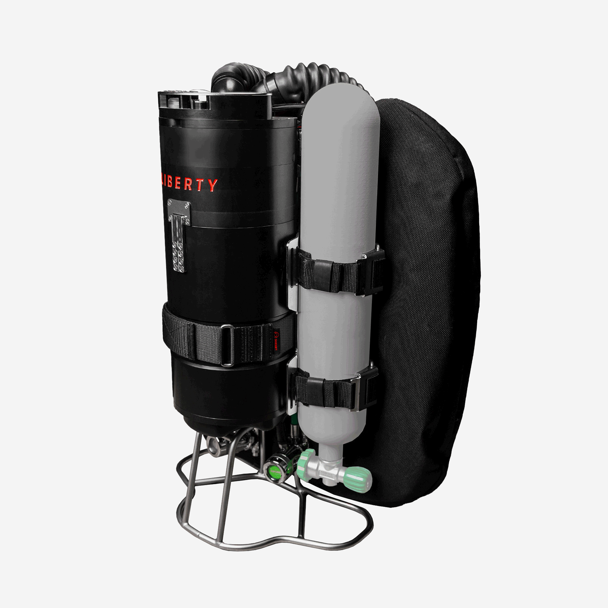 Divesoft Liberty Heavy CCR stock unit front view with tall stand and BOV available at XR Explorers.