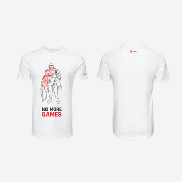 Divesoft No More Games t-shirt in white featuring Liberty Sidemount diver graphic