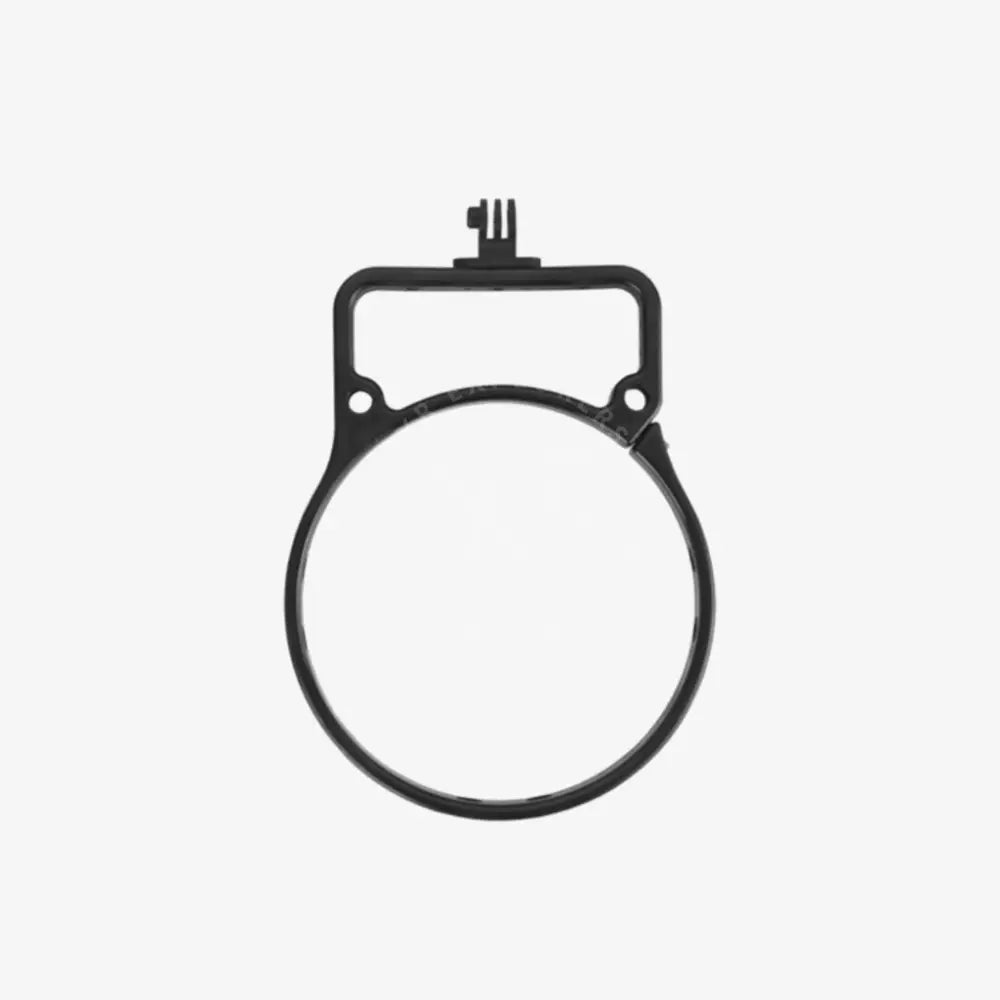 Black metal enc mounting bracket with rectangular handle and bolted attachment points