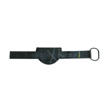 Dark gray external ballast tactical belt with central pouch and metal d-ring for secure gear attachment