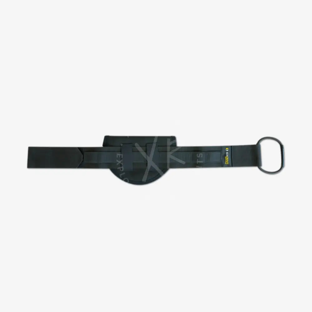 Dark gray external ballast tactical belt with central pouch and metal d-ring for secure gear attachment