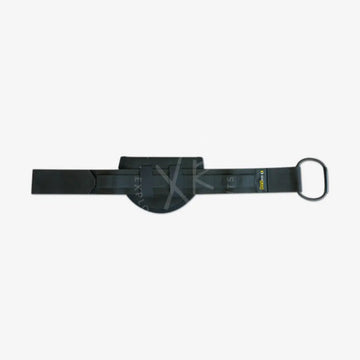 Dark gray external ballast tactical belt with central pouch and metal d-ring for secure gear attachment