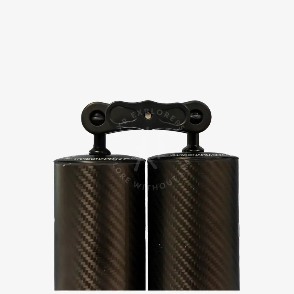 Black carbon fiber cylindrical camera support arms with matte finish and extra long clamp for secure mounting