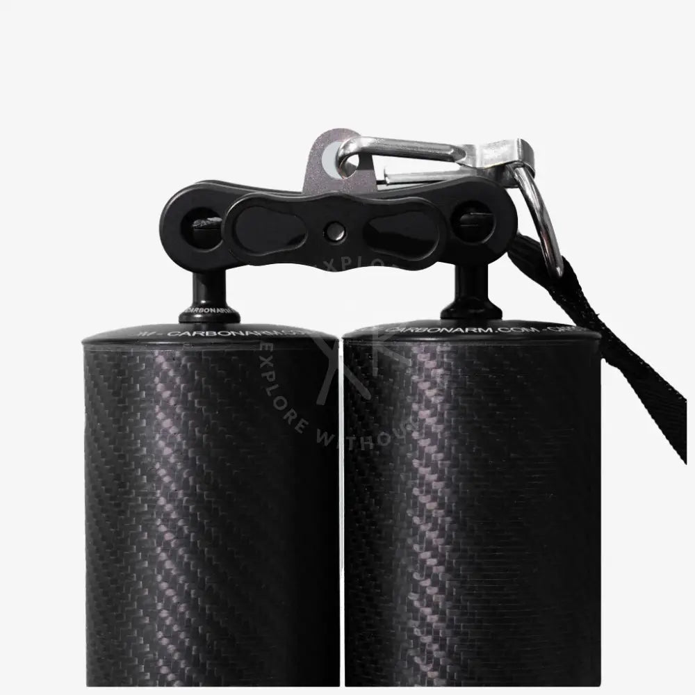 Extra long clamp black carbon fiber cylindrical canisters with silver metal clasp and keychain attachment