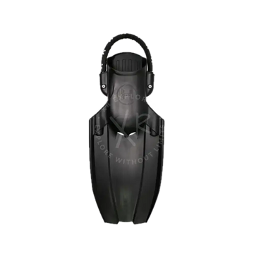 Black plastic diving fin with molded handle and textured grip for enhanced underwater performance