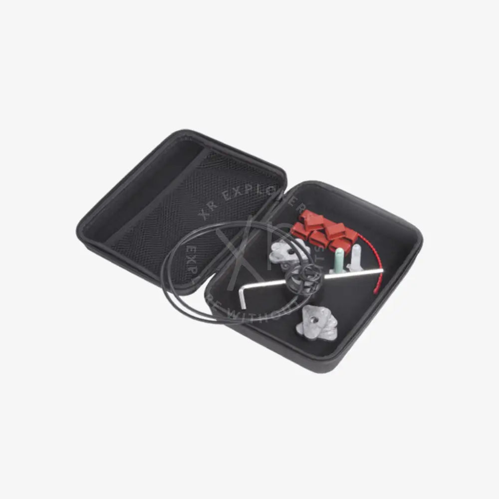 Go spare parts set with black hard-shell case containing coiled black hose, red and white connectors, and metallic fittings