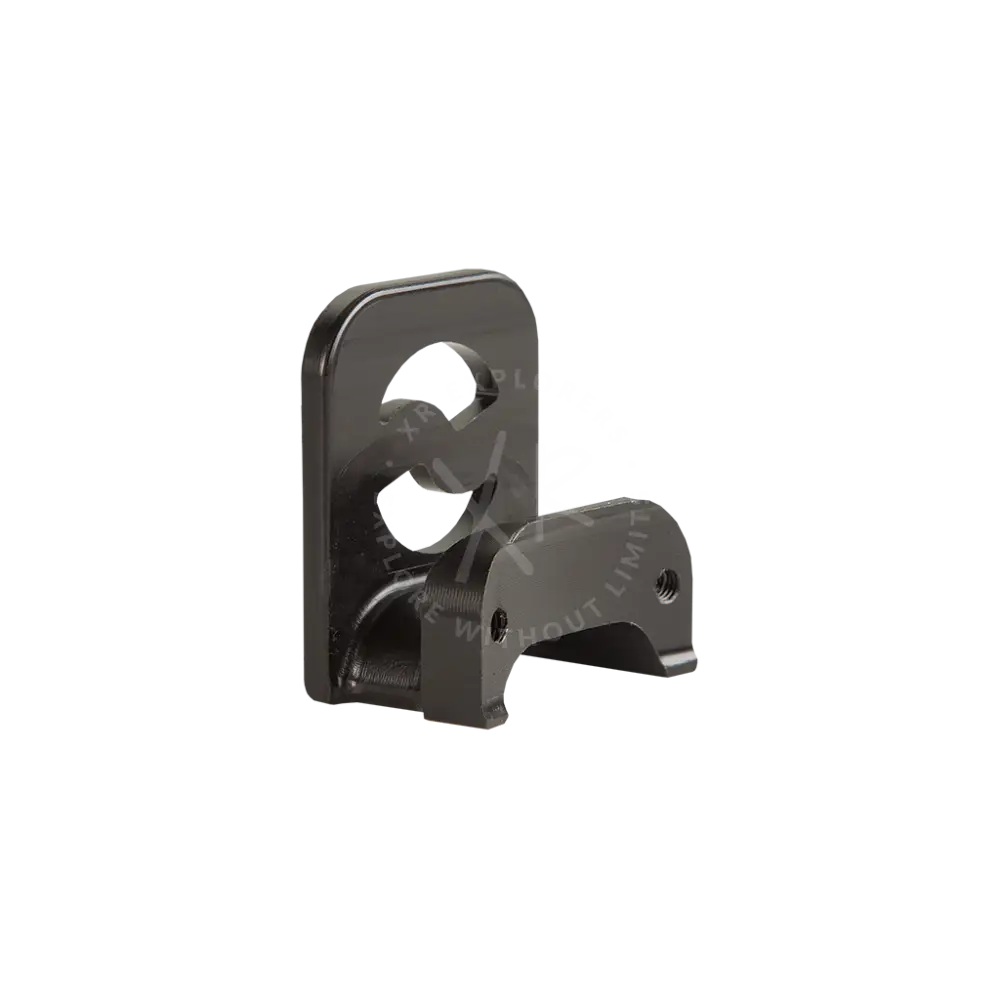 Black metal wall-mounted gps cable winding holder with sleek modern design and two circular cutouts