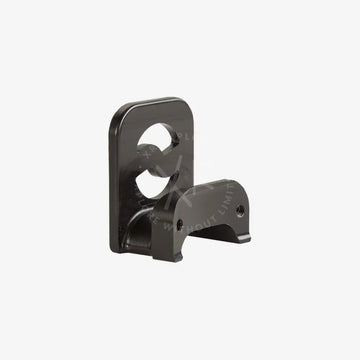 Black metal wall-mounted gps cable winding holder with sleek modern design and two circular cutouts