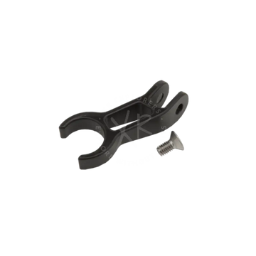 Black plastic gps float holder bicycle handlebar mount with a silver screw for secure device attachment