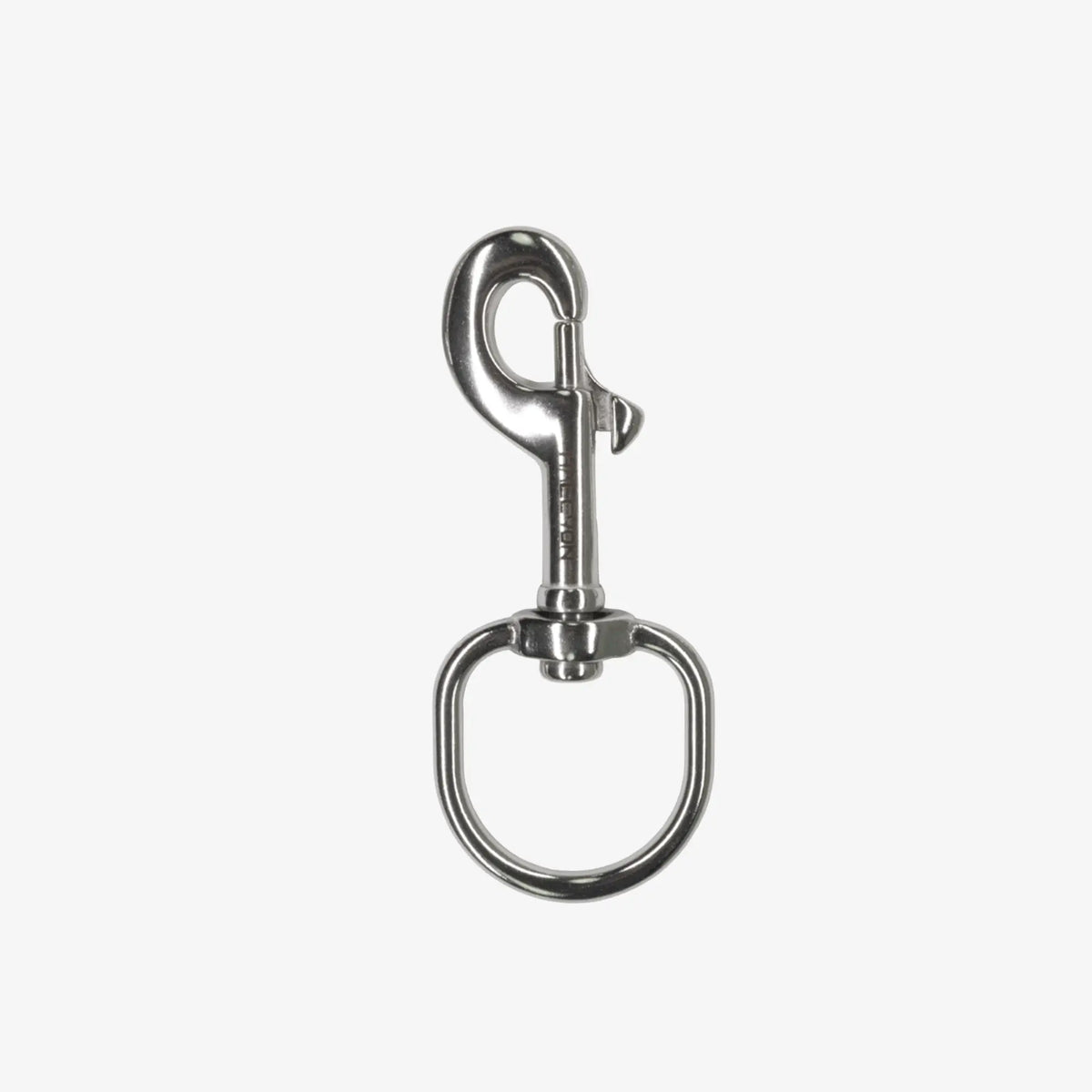 Halcyon bolt snap stainless steel swivel hook with polished finish and engraved branding for secure attachment