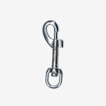 Metal clip with swivel eye on a white background