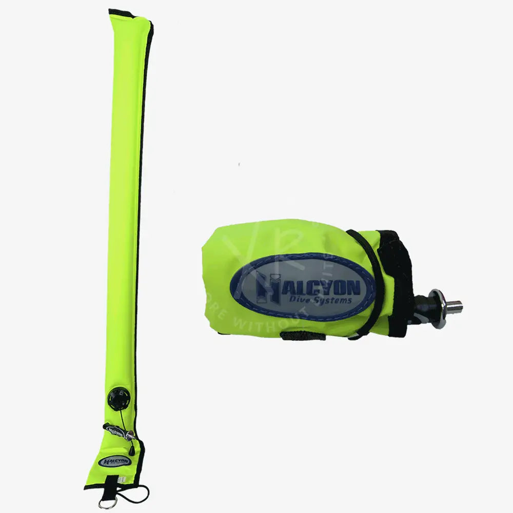 Three SMBs (Search and Rescue) bags in bright colors, typically used in water sports for safety.
