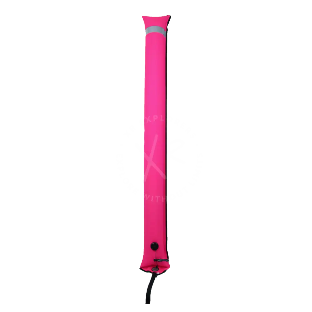 Halcyon closed circuit smb 1m bright pink inflatable buoy with reflective strip and black attachment points for diver alert