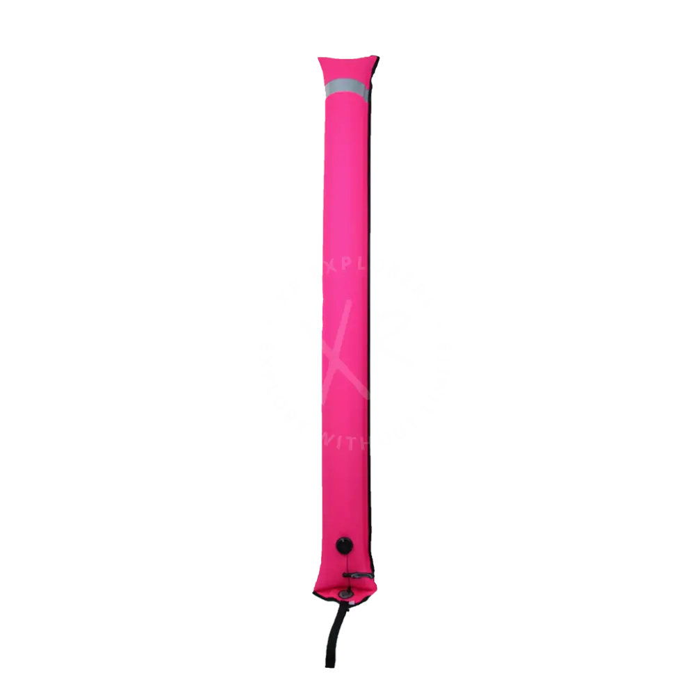 Halcyon closed circuit smb bright pink inflatable diver alert marker with reflective strip and black attachment points
