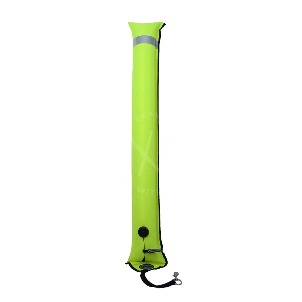 Halcyon closed circuit smb diver alert marker inflatable buoy in bright lime green with reflective strip and valve