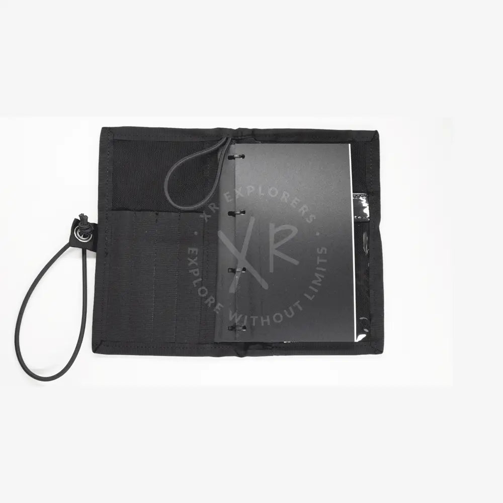 Black halcyon diver’s notebook tactical organizer with multiple pockets and detachable wrist strap for binders