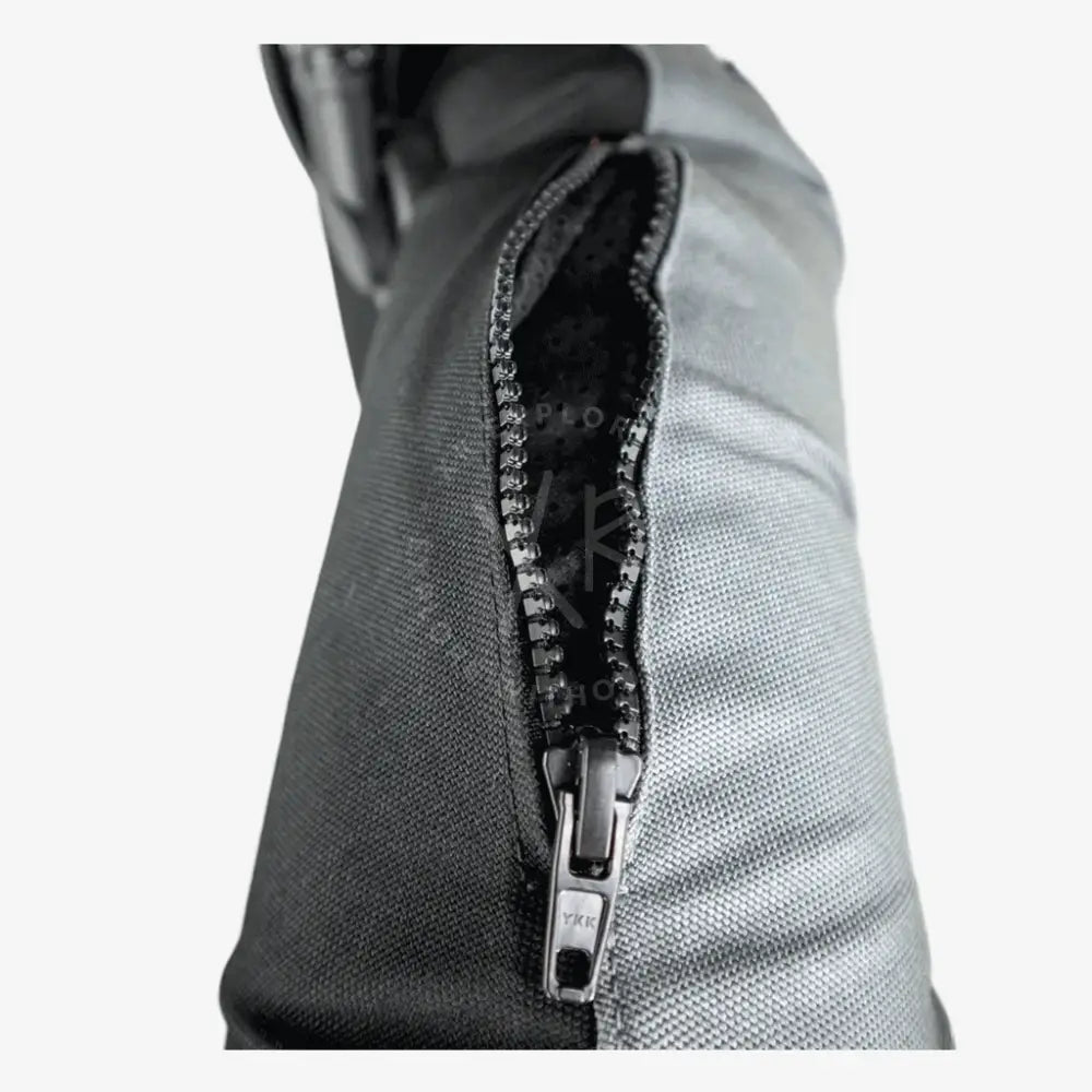 Halcyon doubles wing legend mk2 wing only black ykk zipper with metallic teeth on textured gray fabric sleeve