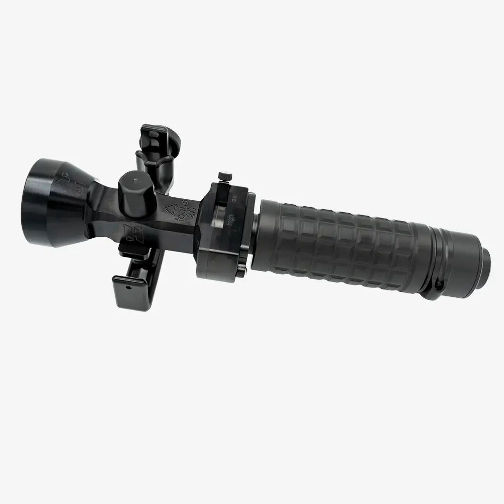 Halcyon focus 2.0 primary light black plastic hand-held spotlight with textured grip and integrated carrying handle