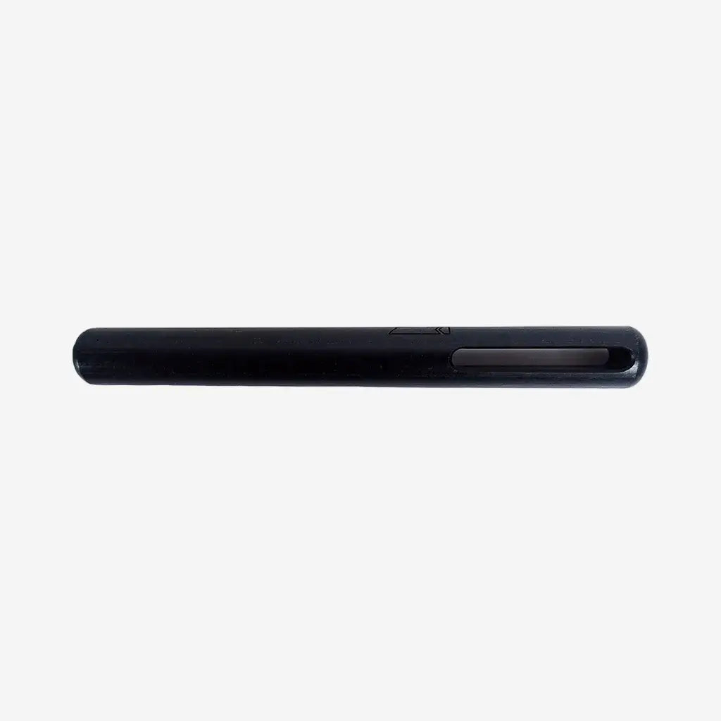 Black cylindrical Halcyon long hose retainer stick with matte finish and subtle horizontal cutout near center