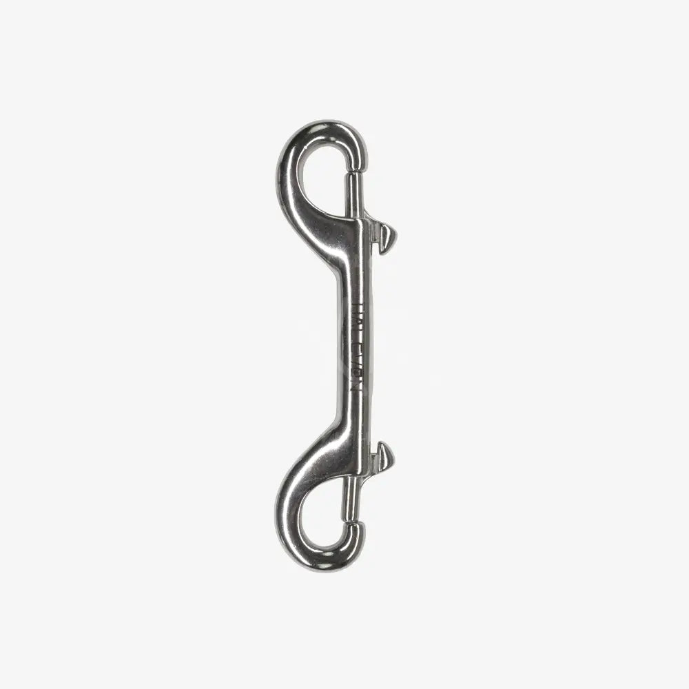A double ender clip made of silver stainless steel with a stamped '316SS' marking.
