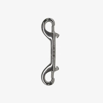 A double ender clip made of silver stainless steel with a stamped '316SS' marking.