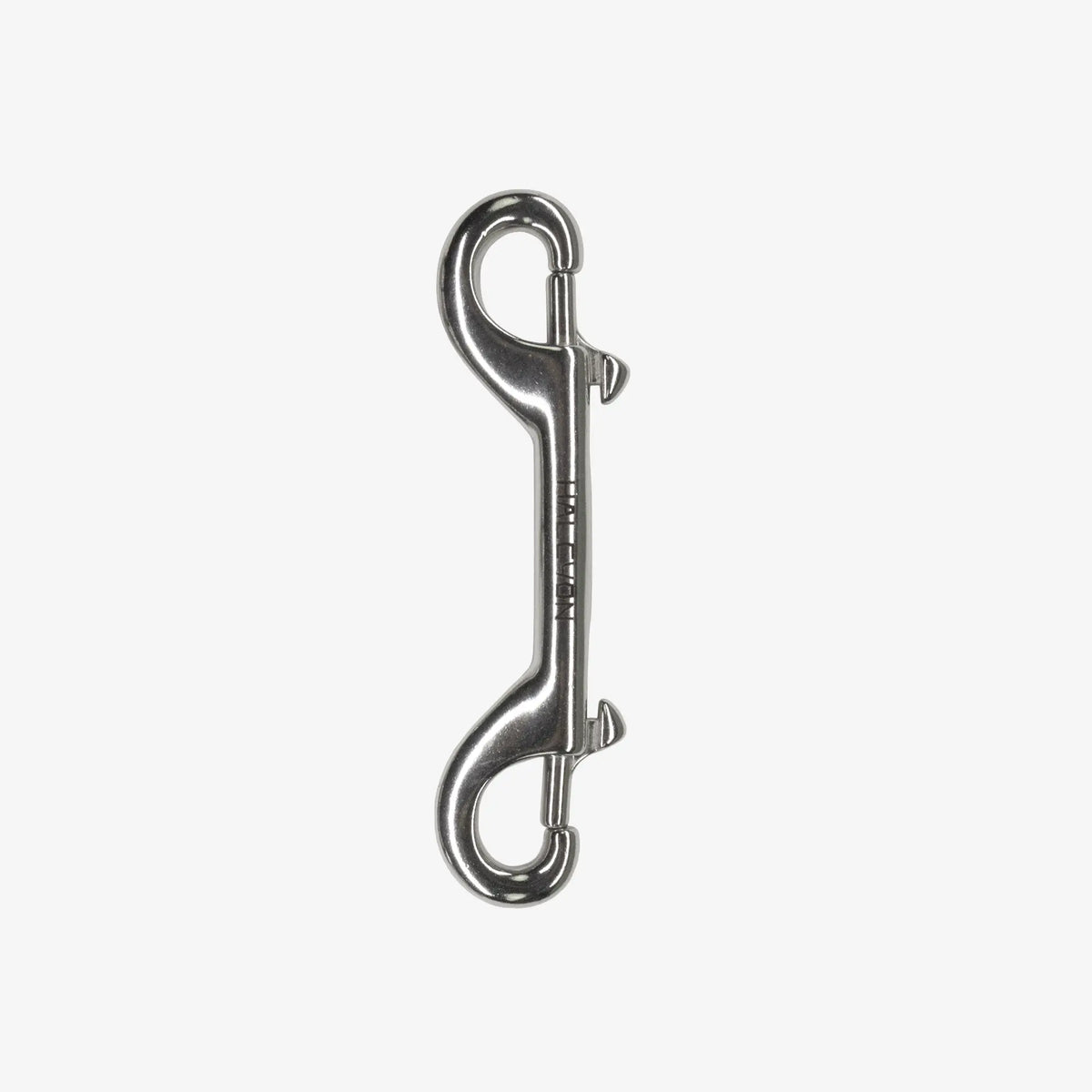 A double ender clip made of silver stainless steel with a stamped '316SS' marking.