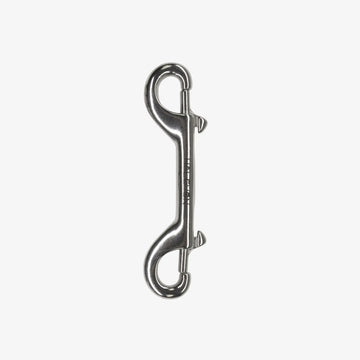 A double ender clip made of silver stainless steel with a stamped '316SS' marking.