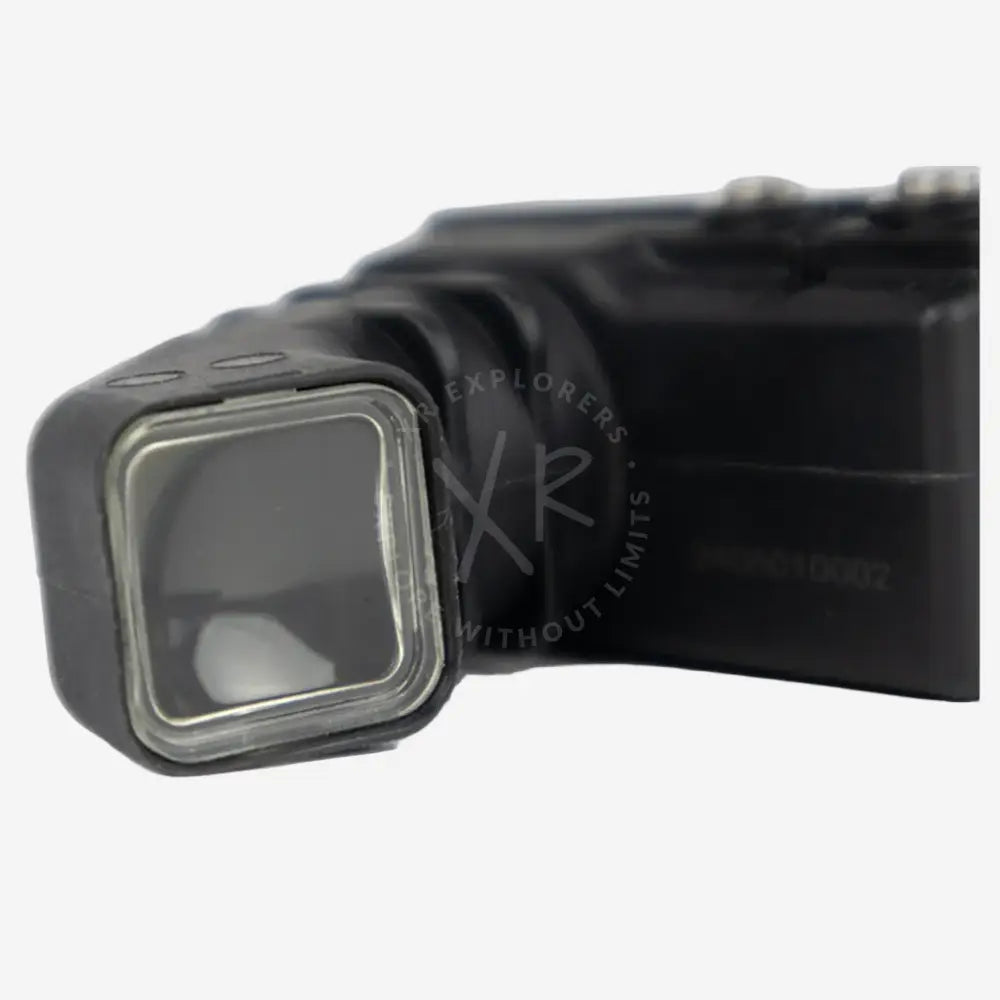 A black Halcyon Symbios Head-up Display for diving, featuring a micro display and control buttons.