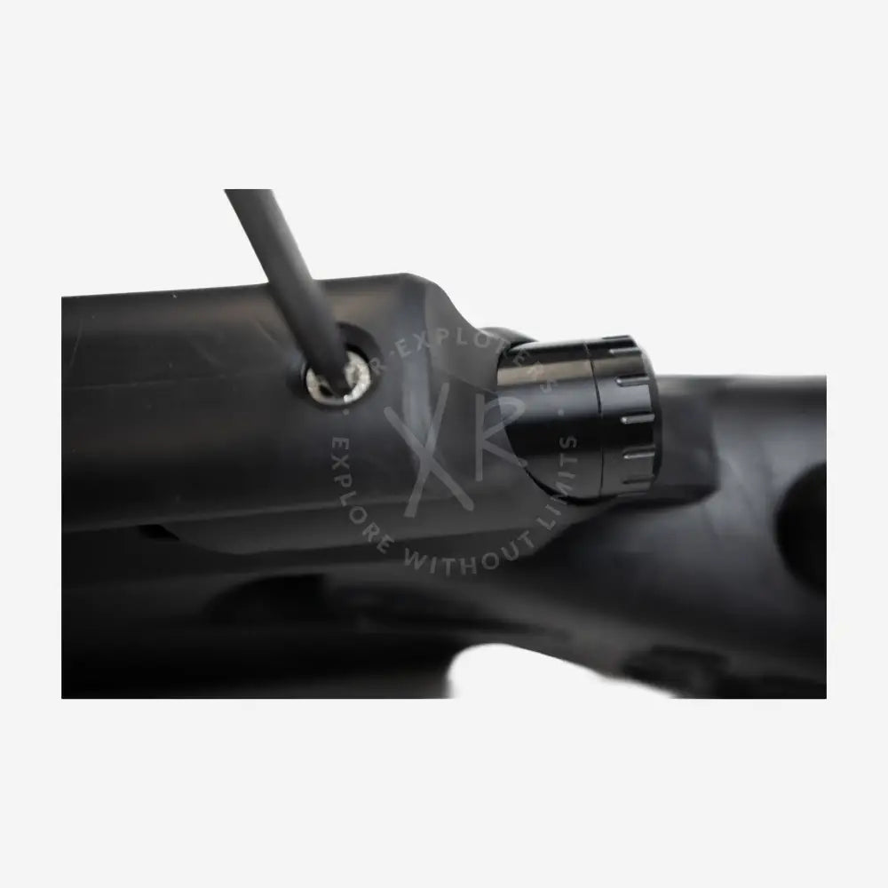 Black plastic bicycle handlebar grip with textured ridges and central screw hole for halcyon vector pro fin accessory canister