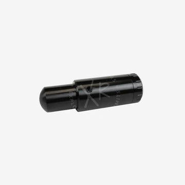 Black cylindrical metal halcyon vector pro fin accessory canister with rounded end and textured grip for storage and weighting