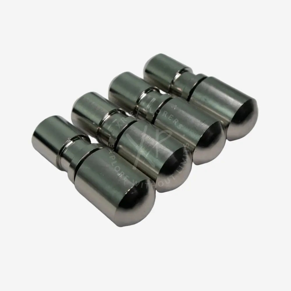 Set of five polished stainless steel halcyon vector pro fin weights heavy cylindrical connectors with rounded ends
