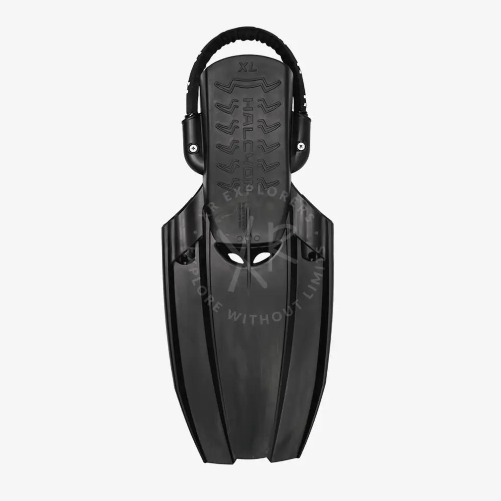 Black halcyon vector pro diving fin with textured grip xl size label made from monprene for adjustable ballast use