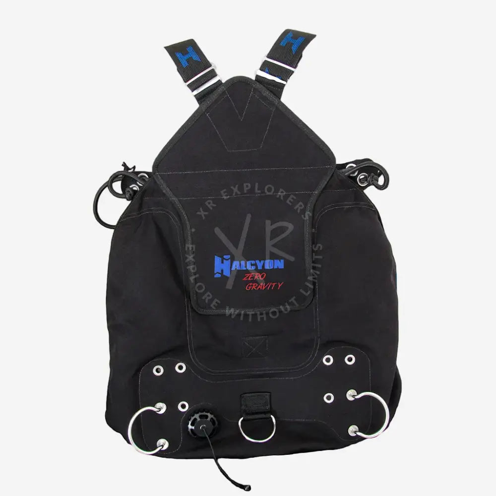 Black scuba diving backpack with 'Mileion Zero Gravity' branding on a white background