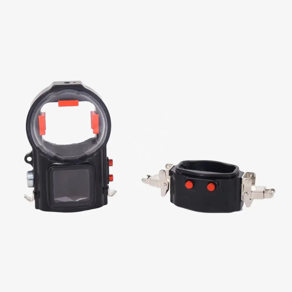 Insta360 One X3 housing is a black waterproof camera case with a clear dome and red accent buttons