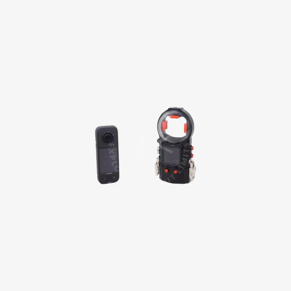 Black and red circular clamp design handheld housing for insta360 one x3 camera protection