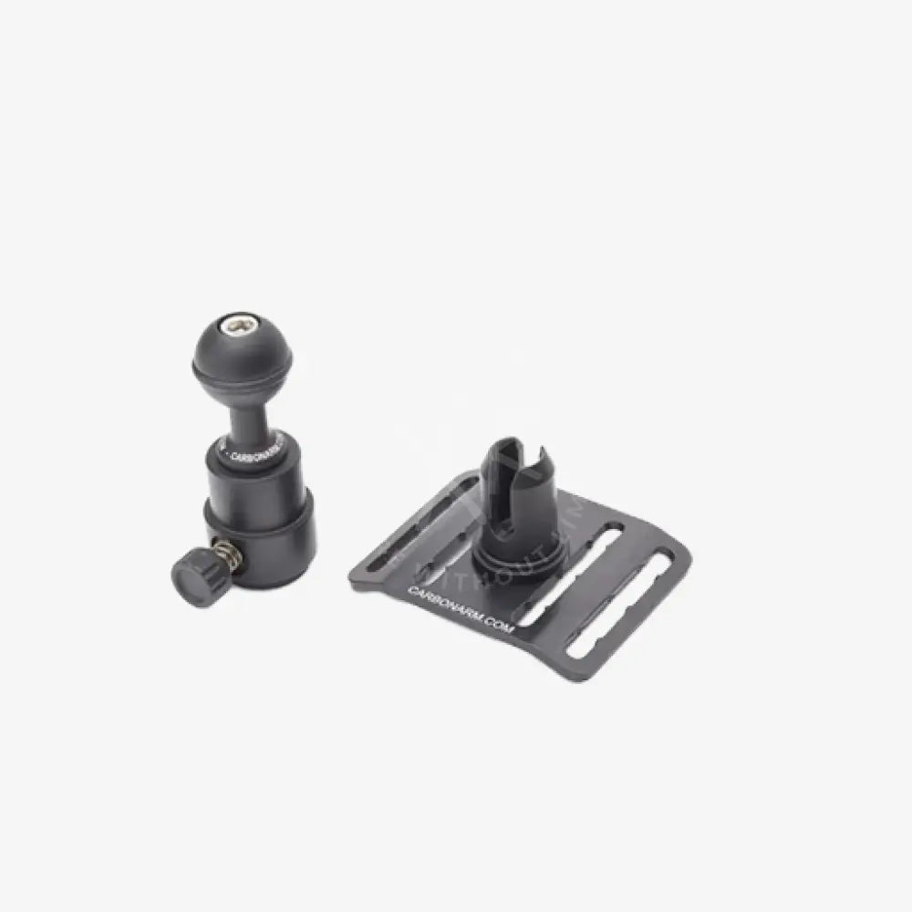Black carbon fiber camera mount kit buckle with quick release featuring adjustable ball head and mounting plate