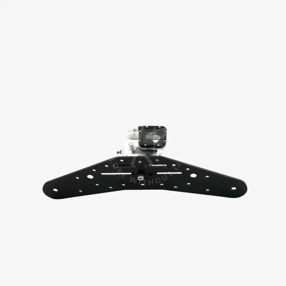 Black matte-finish mounting bracket with silver screws and allen key holding a GoPro camera in kit kodak screws set