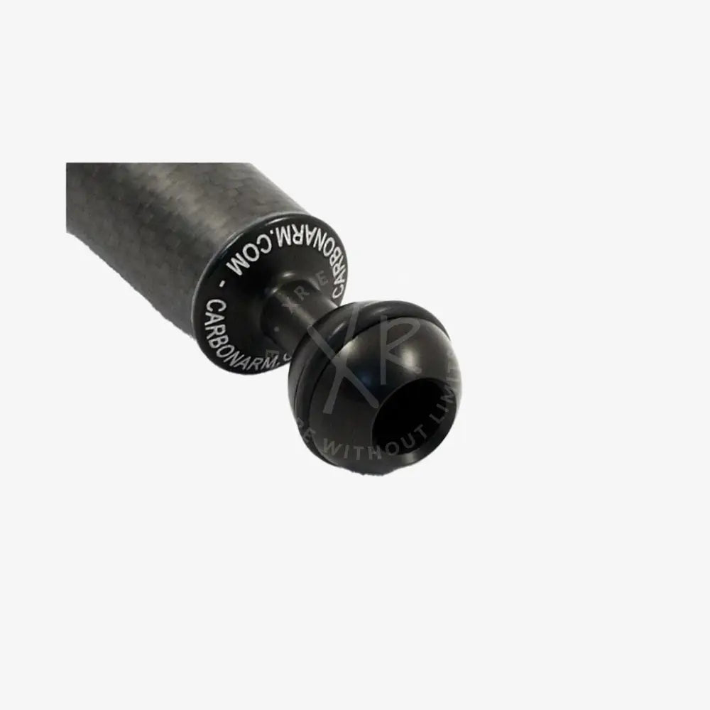Black carbon fiber camera arm with spherical ball joint and engraved branding for kit o-ring arms product
