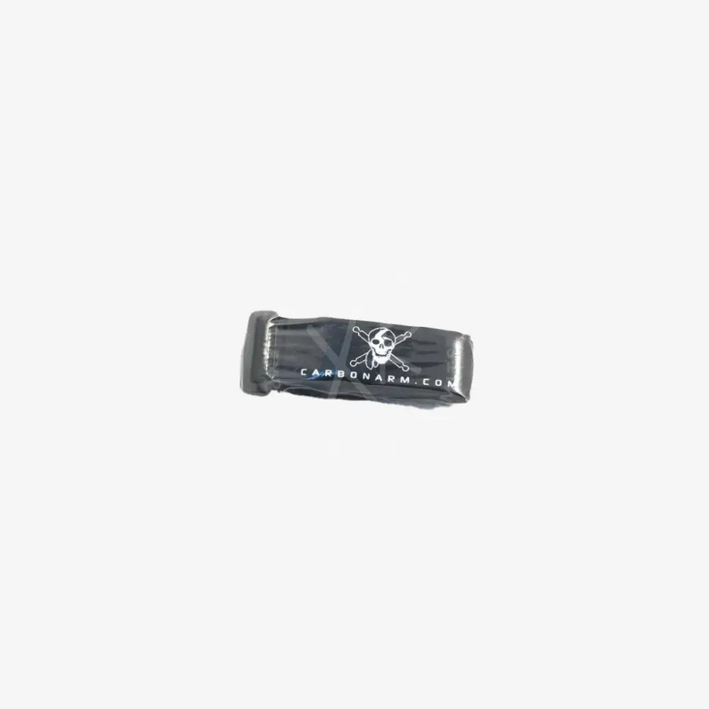 Black carbon velcro wristband with white skull and crossbones logo from Kit Velcro product line