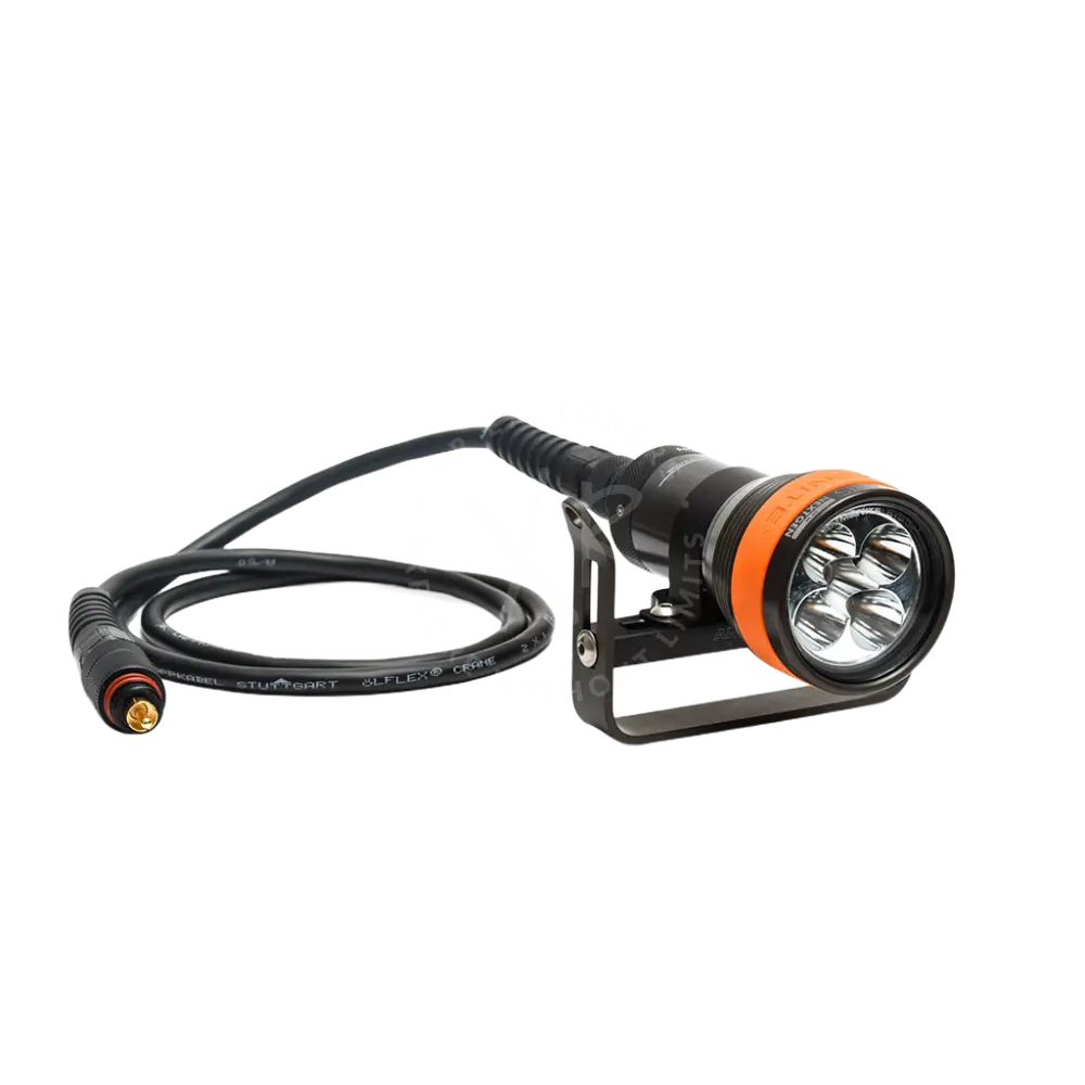 Led solaris nextgen head only black and orange underwater diving light with four bright led bulbs and durable housing