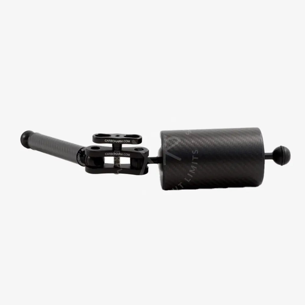 Black carbon fiber long clamp camera stabilizer arm with adjustable mounting brackets and spherical end cap