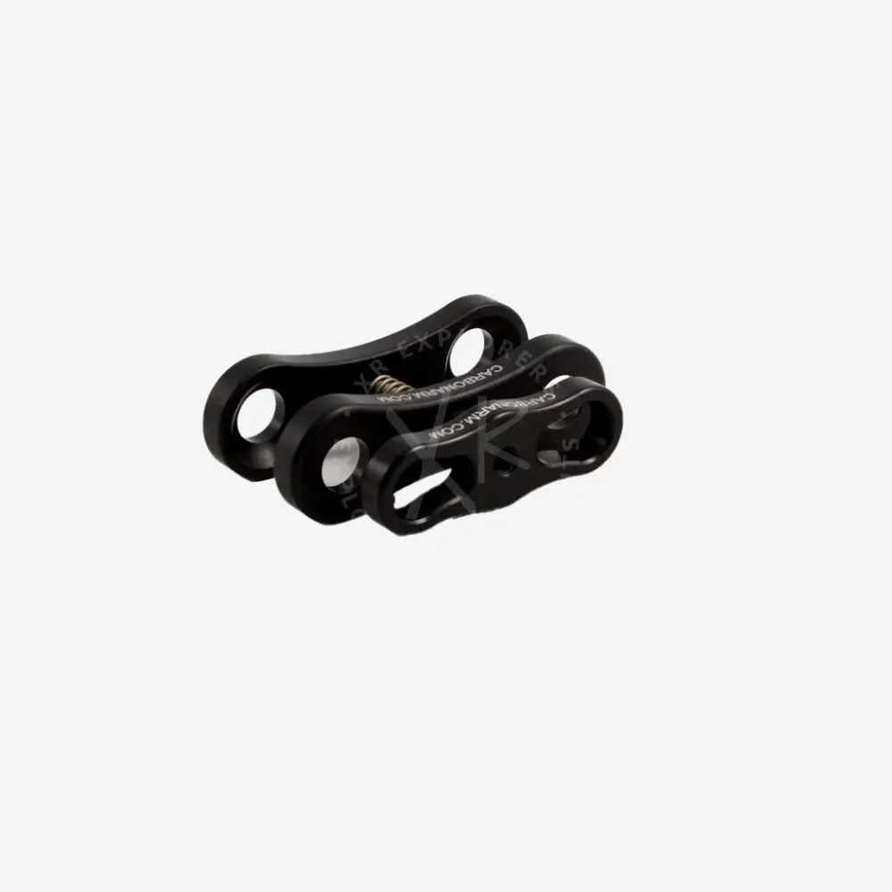 Black carbon fiber Long Clamp climbing carabiner with spring-loaded gate and engraved branding