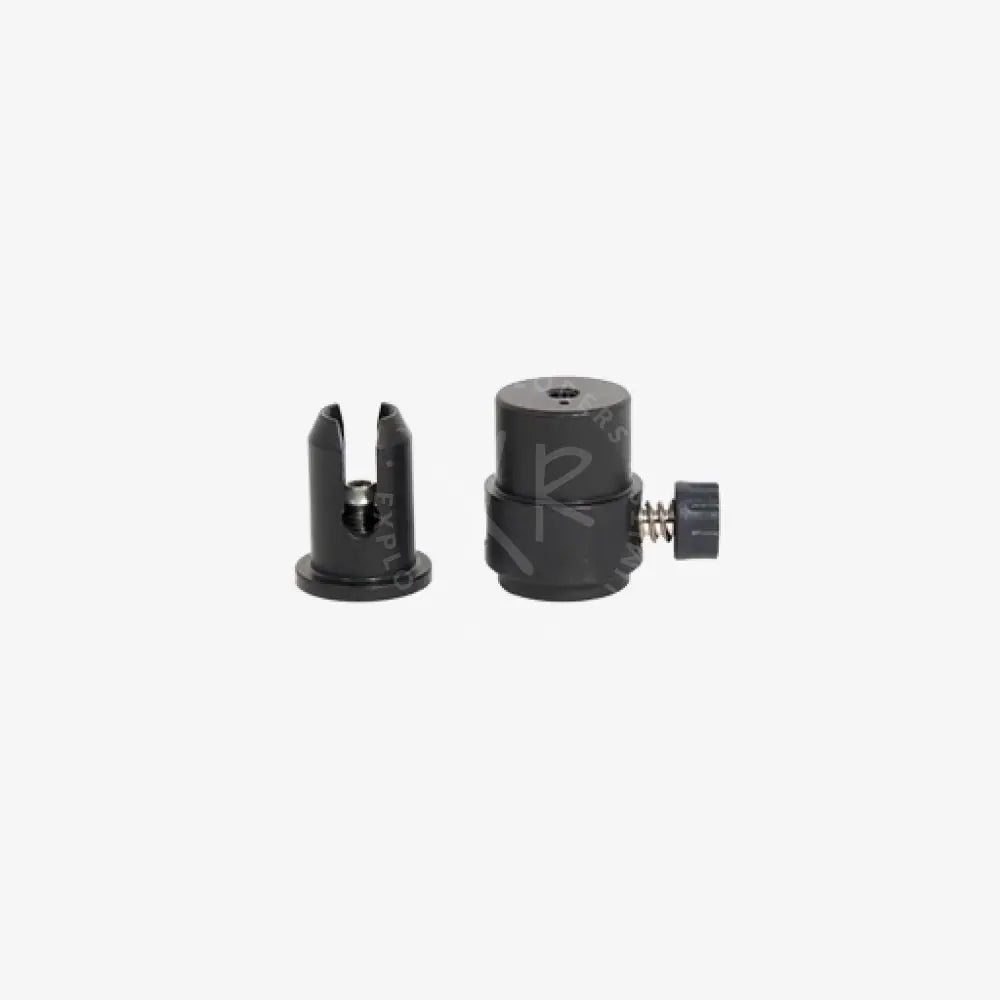 Black plastic male-female quick release clip with cylindrical spring connector for secure fastening