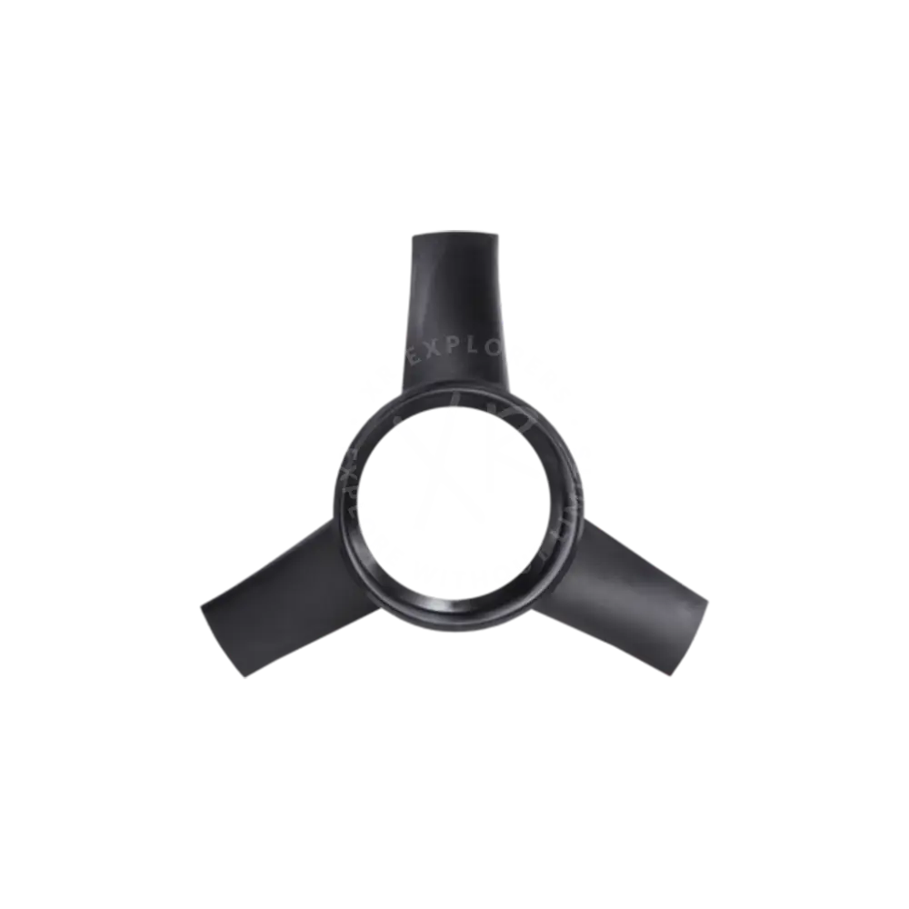 Black metallic three-pronged marine propeller blade with central hub for go dpv underwater propulsion system