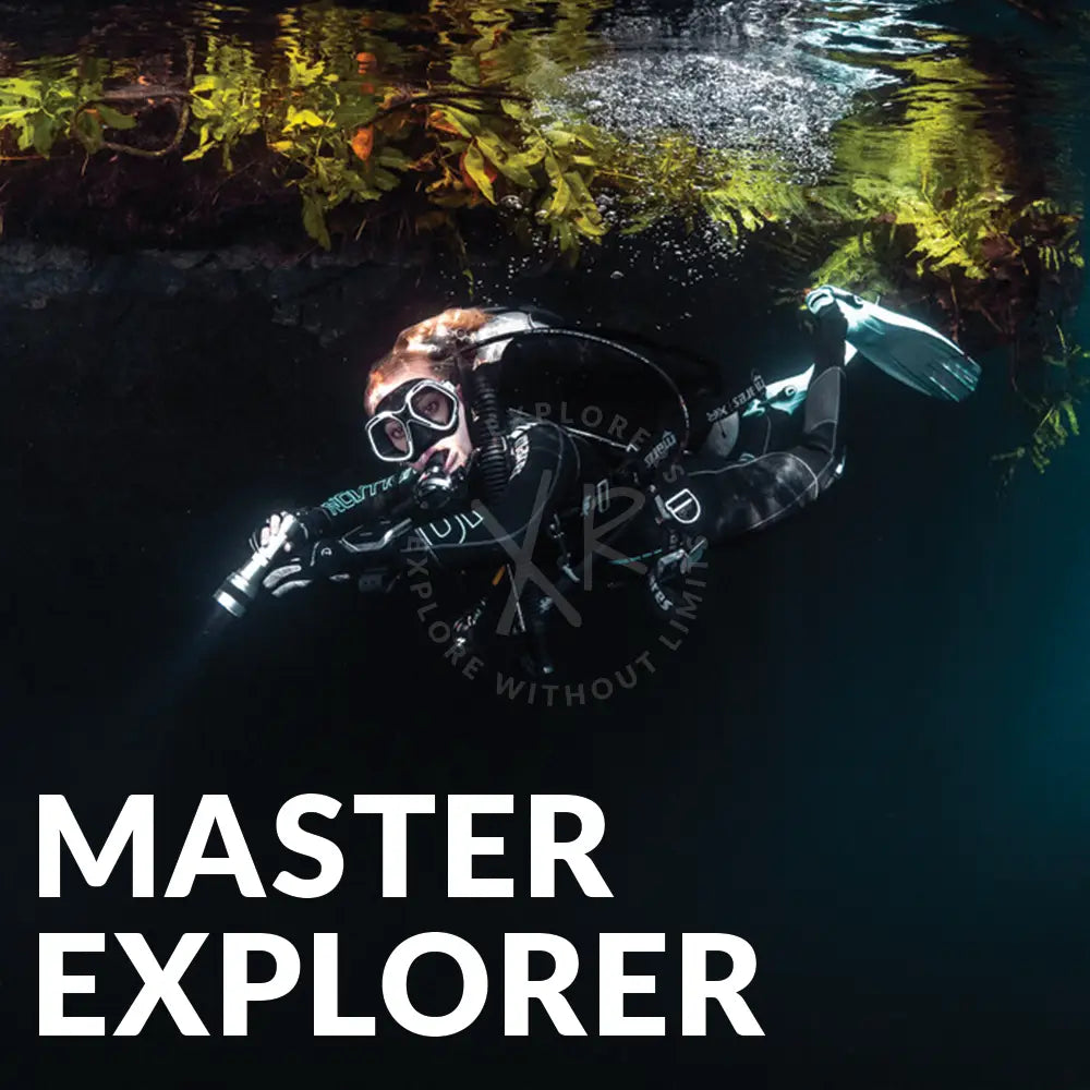 Black and teal master explorer scuba diving suit showing the back side in the master explorer bundle