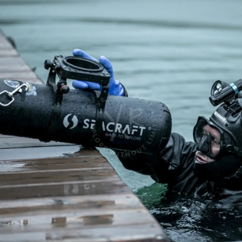 Black seacraft moby camera mount underwater camera housing with matte finish and visible branding